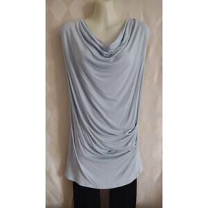 Cabi Cap Sleeve Tunic with Ruched Side and Cowl Neck, Pale Blue,‎ Sz S